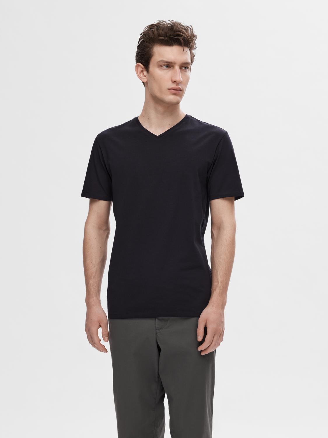 T-SHIRTS - Slhnewpima Ss V-Neck Tee Noos - - Hr Ravn