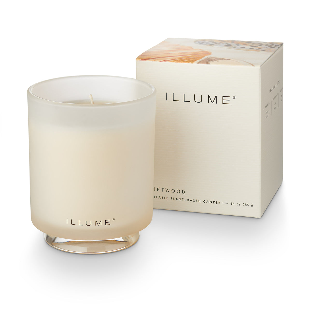 Driftwood Box Glass Candle, Hvid,