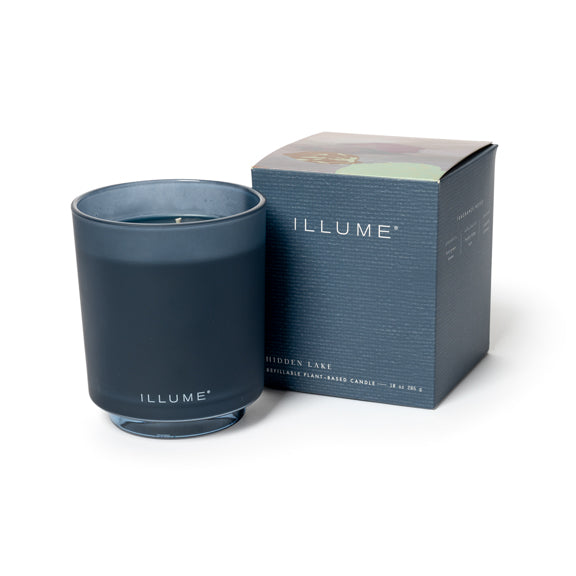 Hidden Lake Box Glass Candle, Blå,