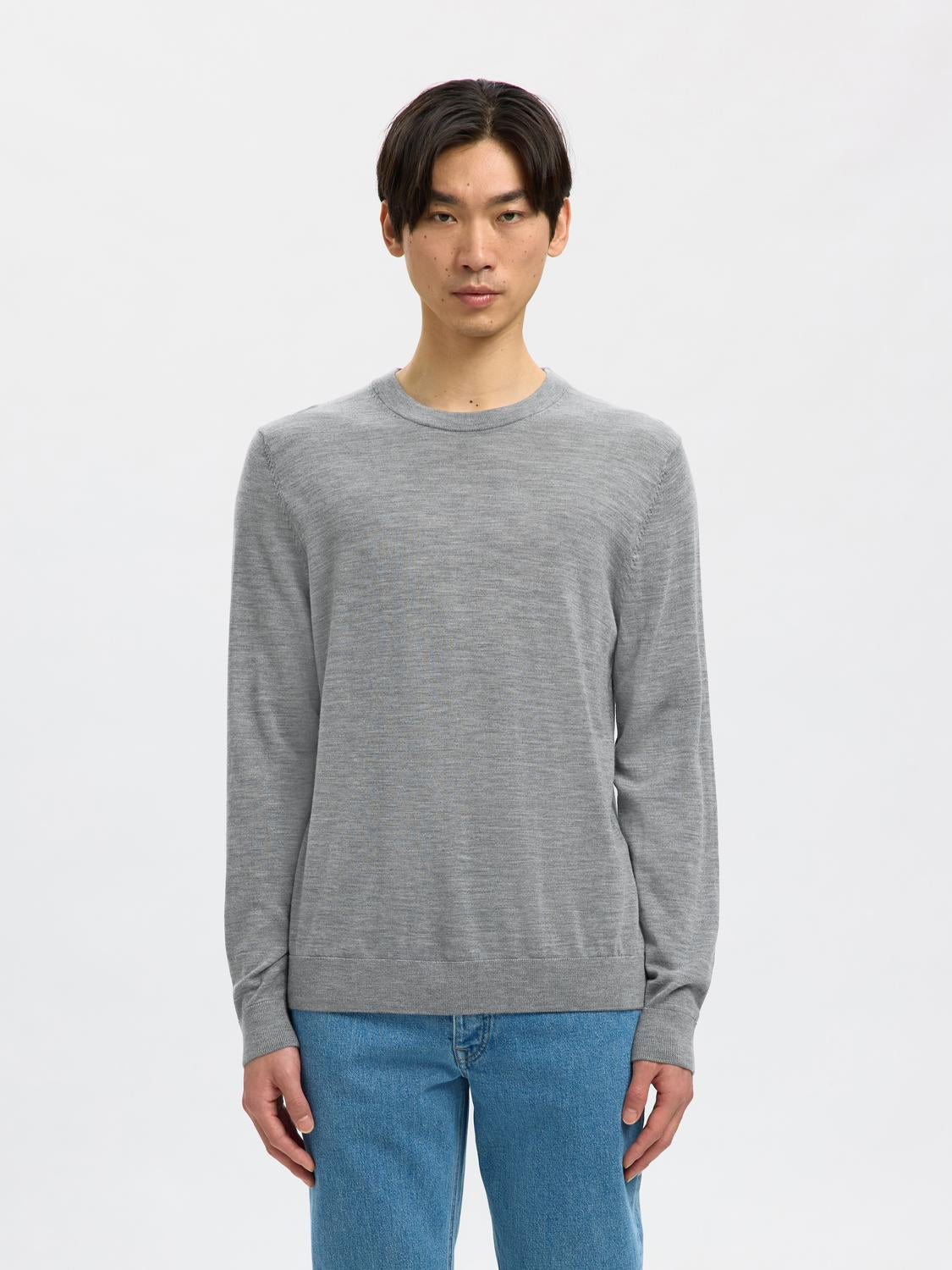 Slhtray Ls Knit Merino Crew Neck Noos
