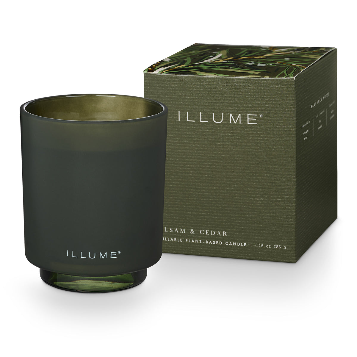 Balsam & Cedar Box Glass Candle, Grøn,