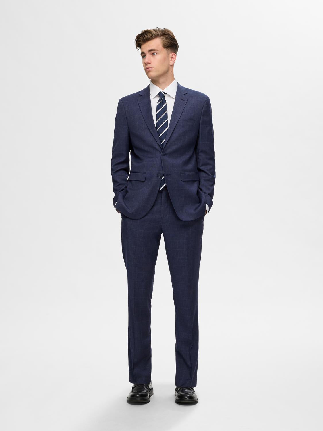 Blazers - Slhslim-Neil Dark Blue Check Blz Noos - - Hr Ravn