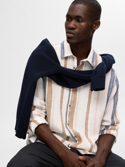SLHRELAX-LINEN WIDE STRIPE - LANGE SKJORTER - - Hr Ravn