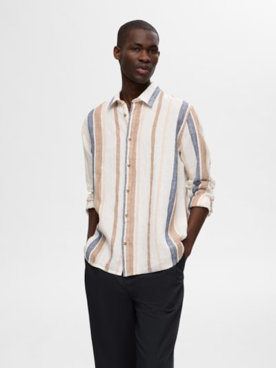 SLHRELAX-LINEN WIDE STRIPE - LANGE SKJORTER - - Hr Ravn