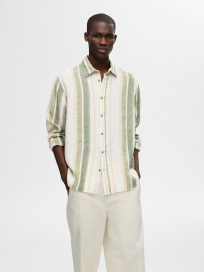 SLHRELAX-LINEN WIDE STRIPE - LANGE SKJORTER - - Hr Ravn