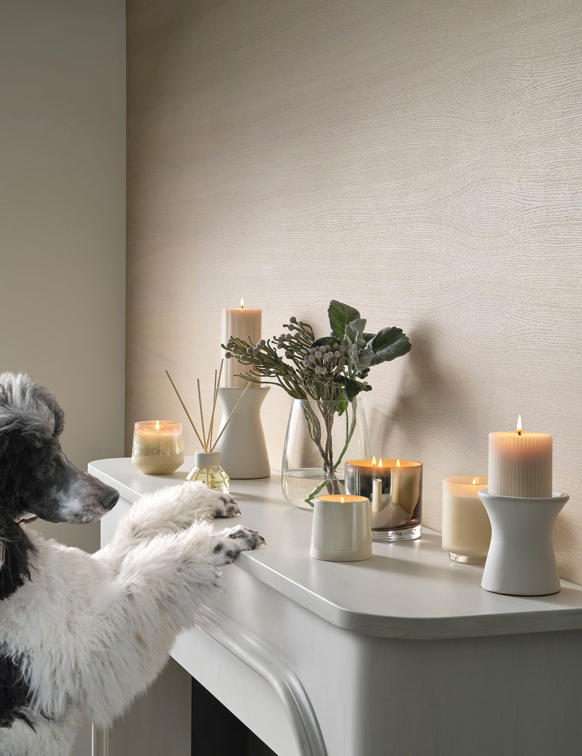 Winter White Box Glass Candle, Hvid,