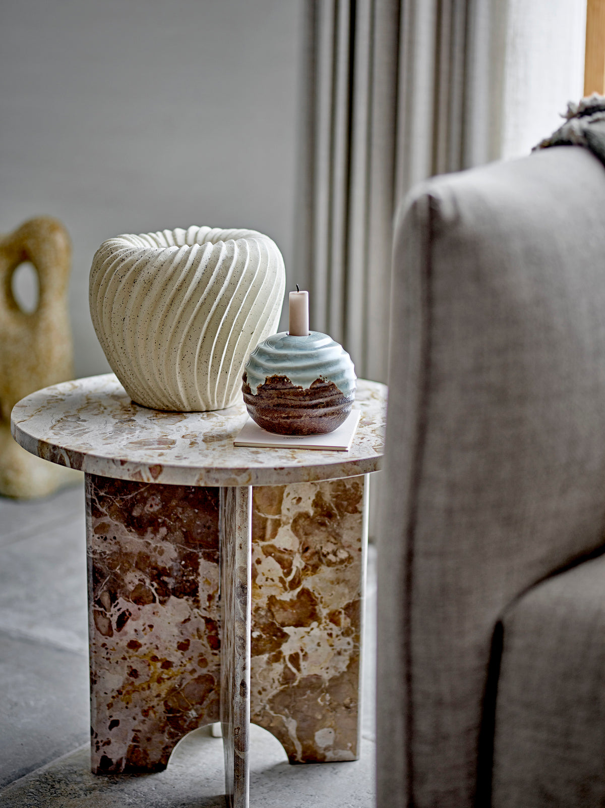 Jasmia Sidebord, Brun, Marmor