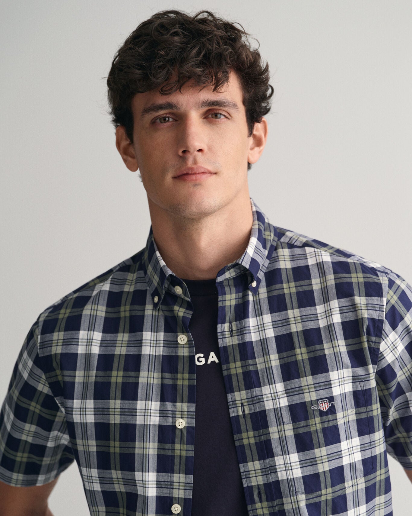 REG POPLIN CHECK SS SHIRT - KORTE SKJORTER - - Hr Ravn