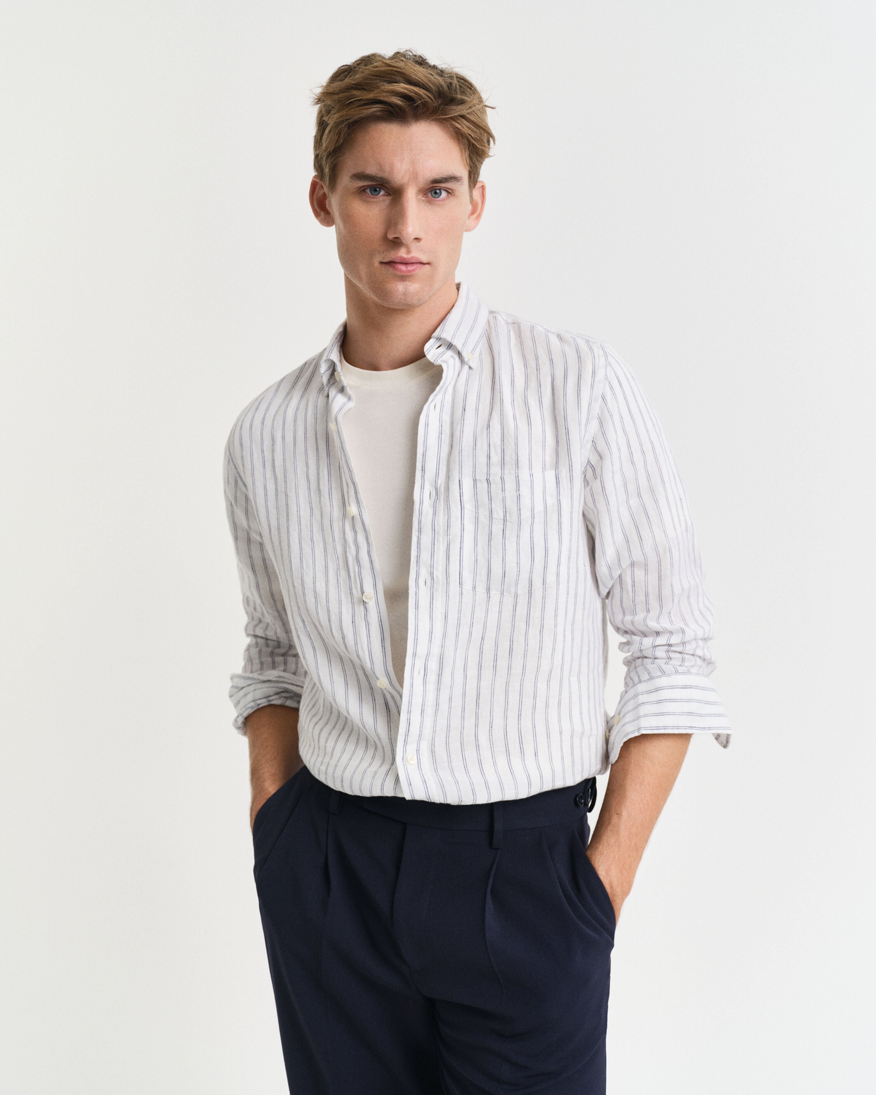 Reg Linen Stripe Shirt