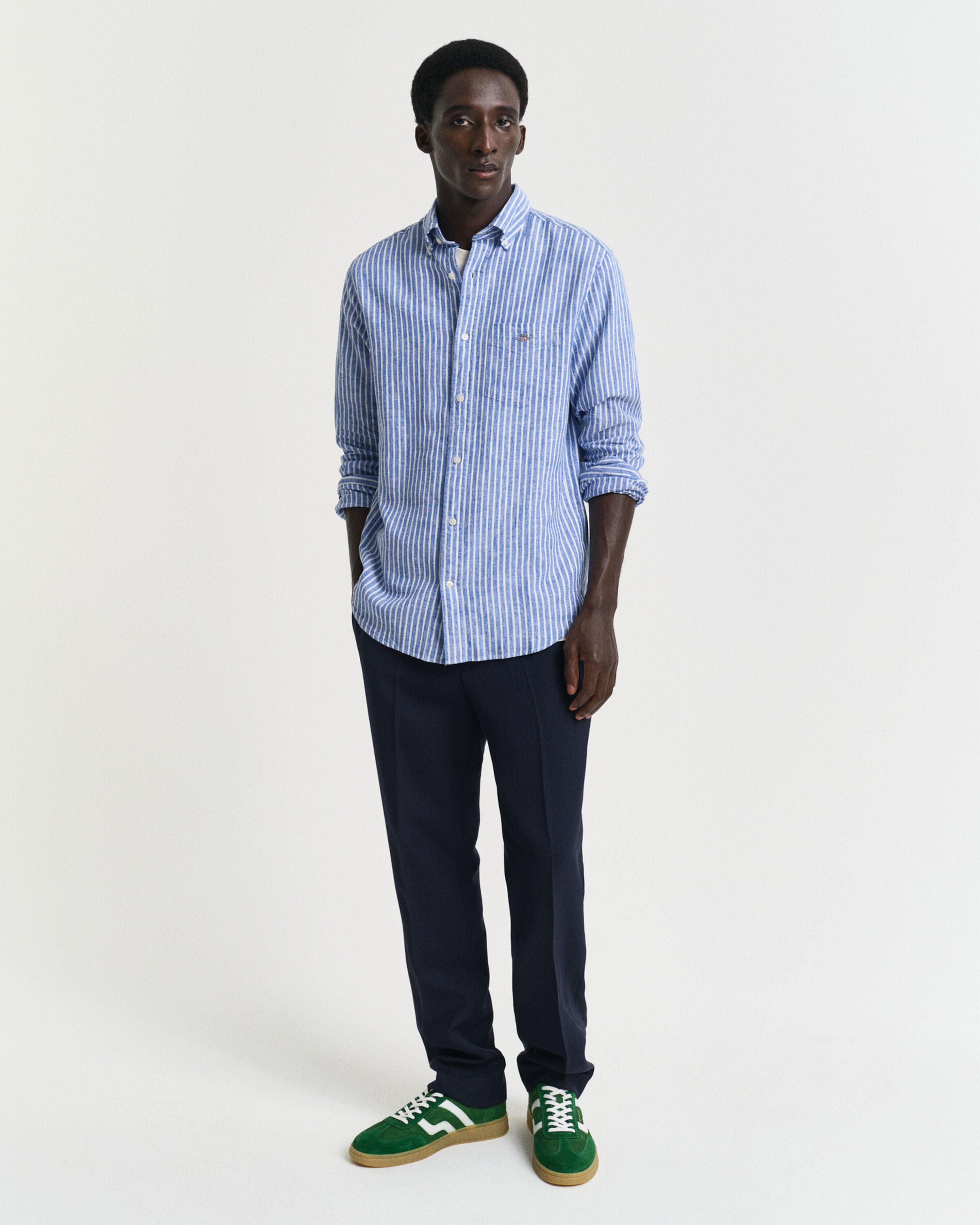 Reg Cotton Linen Stripe Shirt