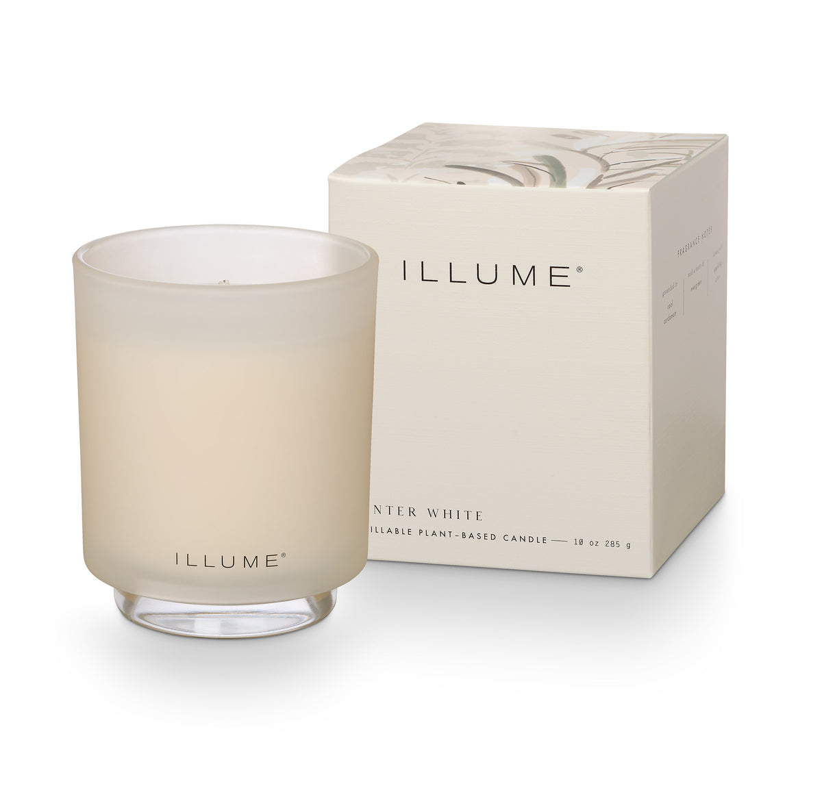 Winter White Box Glass Candle, Hvid,
