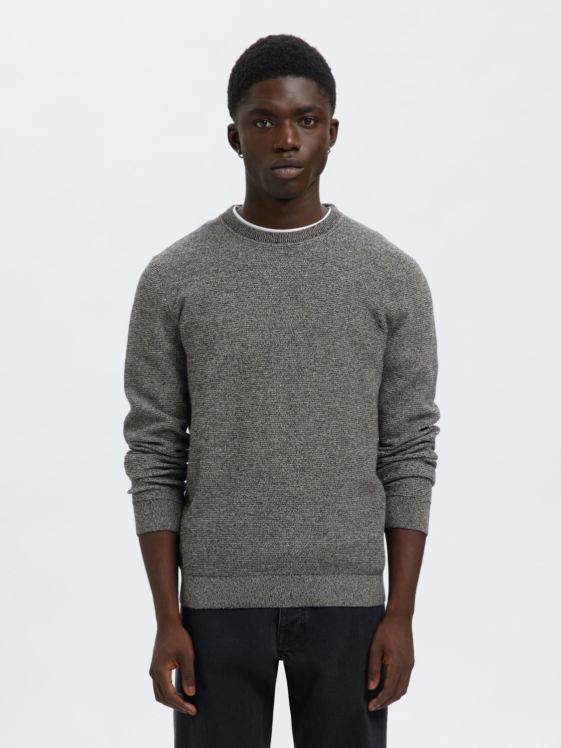 Pullovers - Slhross Ls Knit Structure Crew Neck Noos - - Hr Ravn