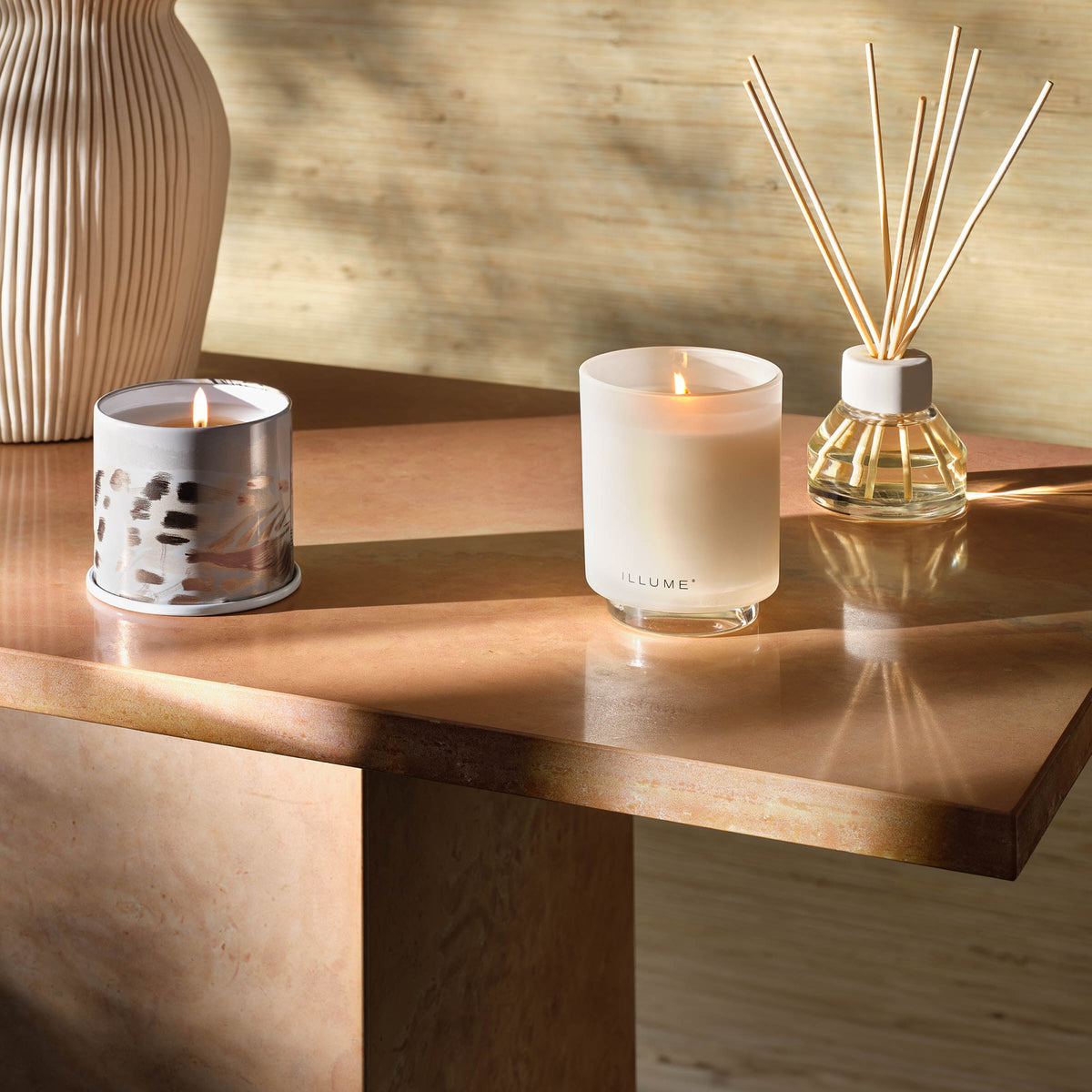 Driftwood Box Glass Candle, Hvid,