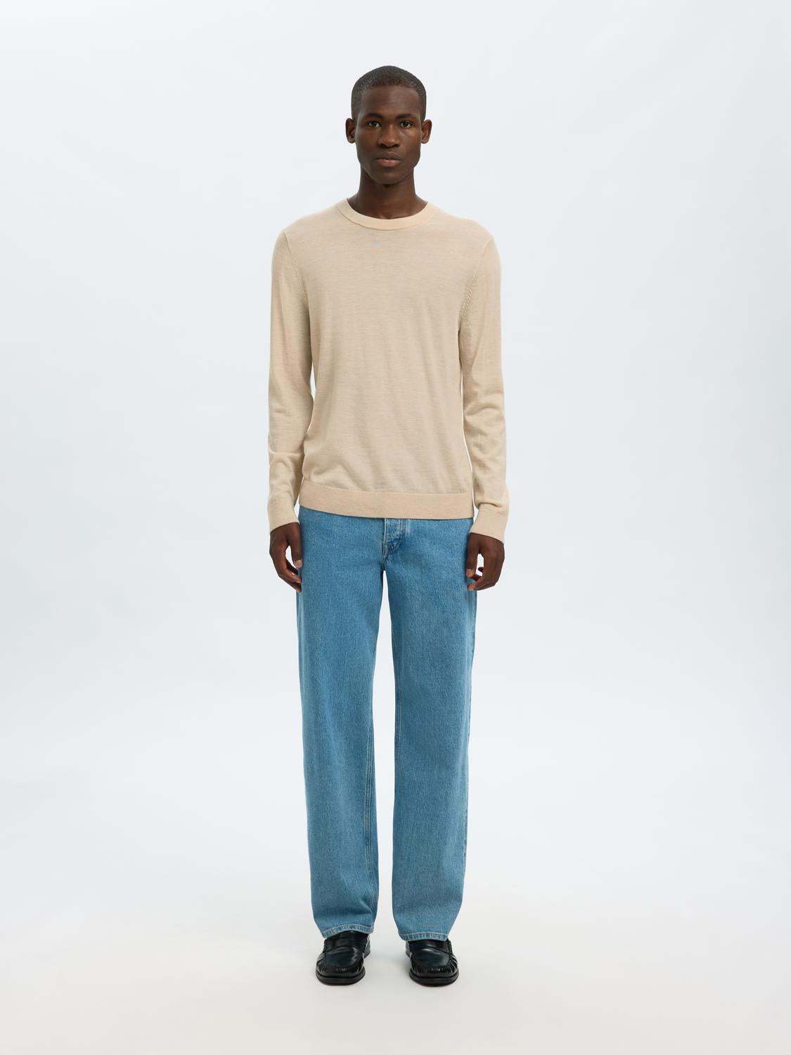 Slhtray Ls Knit Merino Crew Neck Noos