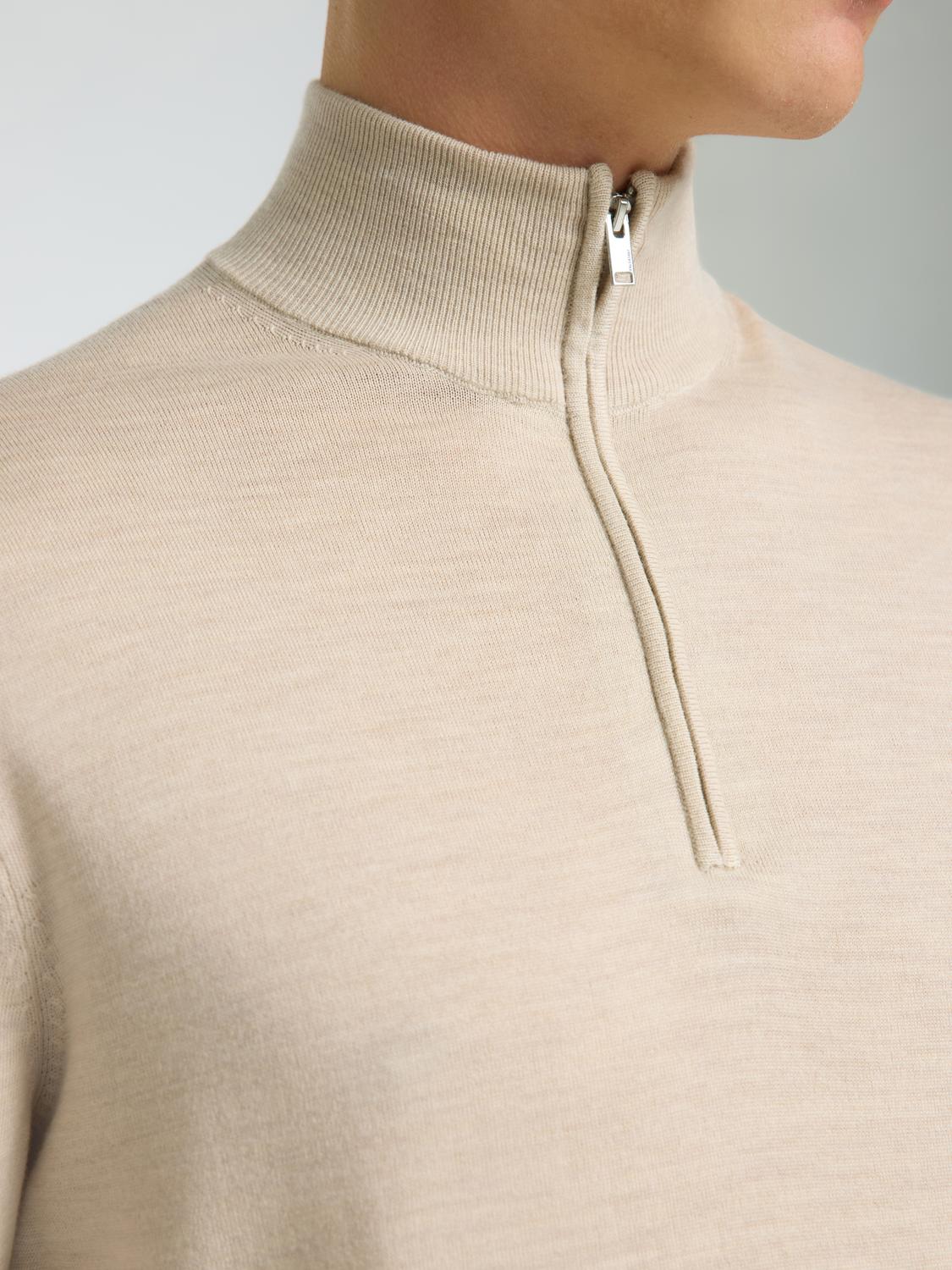 Slhtray Ls Knit Merino Half Zip Noos