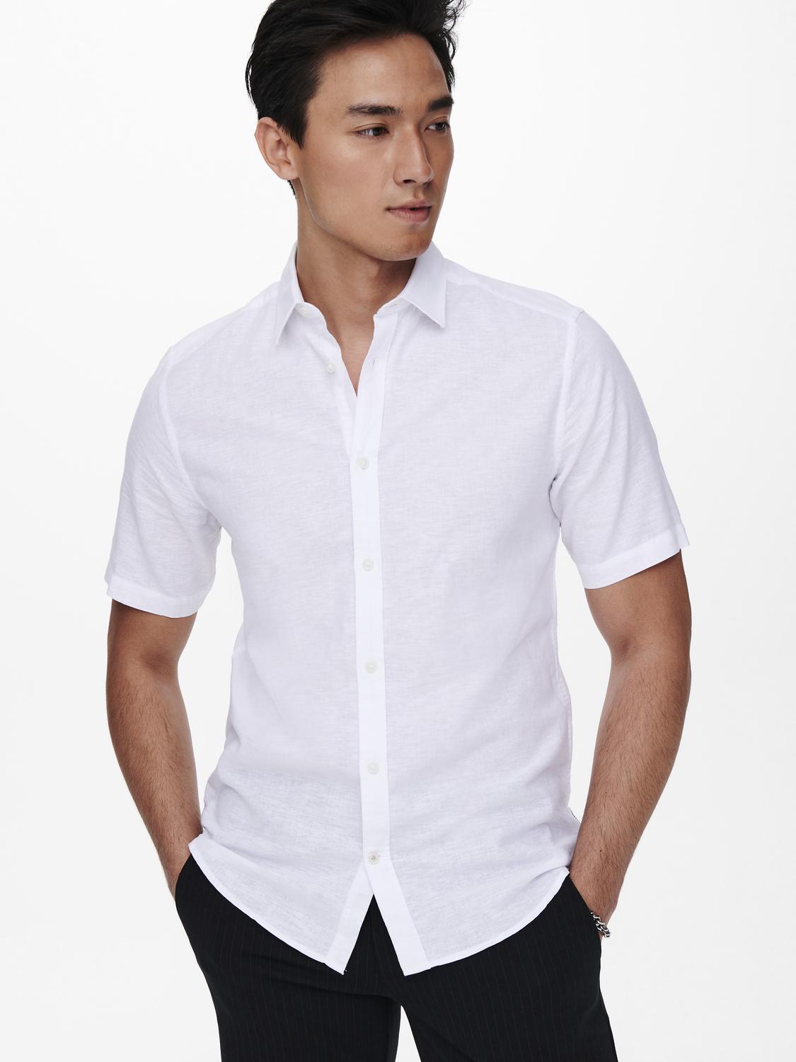 KORTE SKJORTER - Onscaiden Life Ss Solid Linen Blend Noos - - Hr Ravn