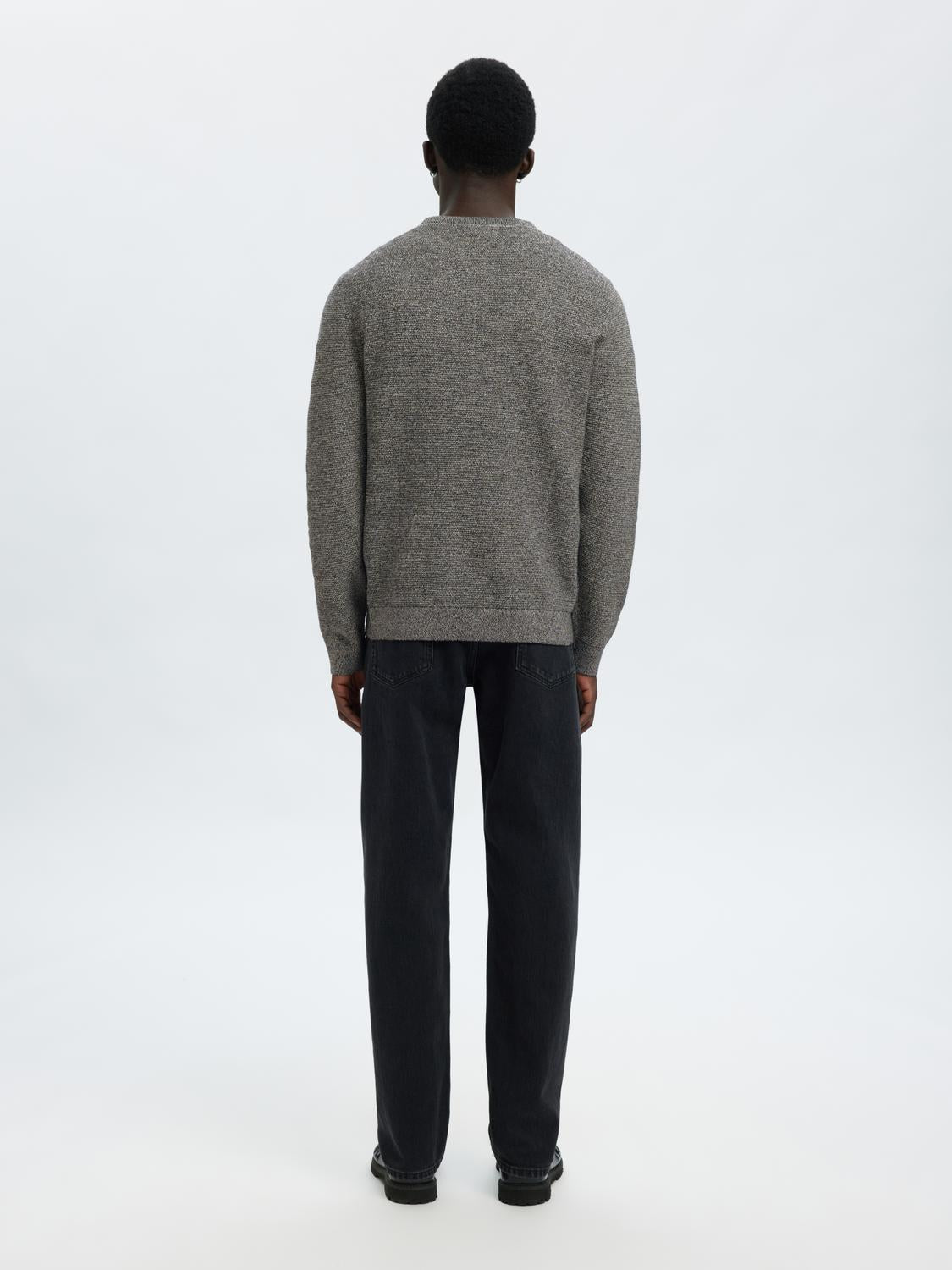 Pullovers - Slhross Ls Knit Structure Crew Neck Noos - - Hr Ravn