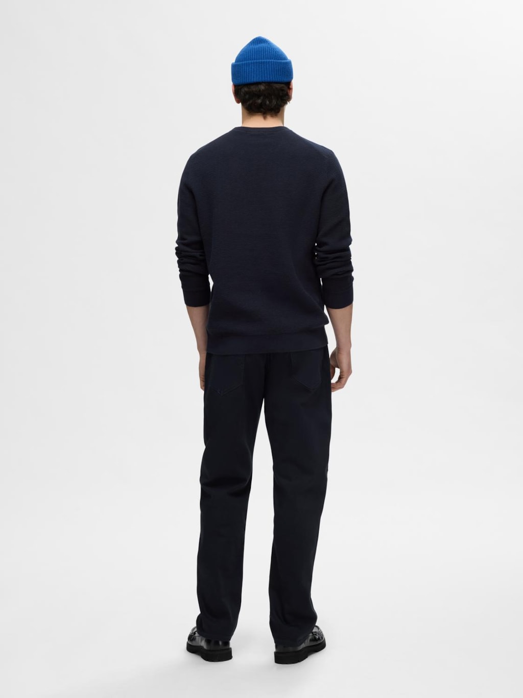 SLHROSS LS KNIT STRUCTURE CREW NECK