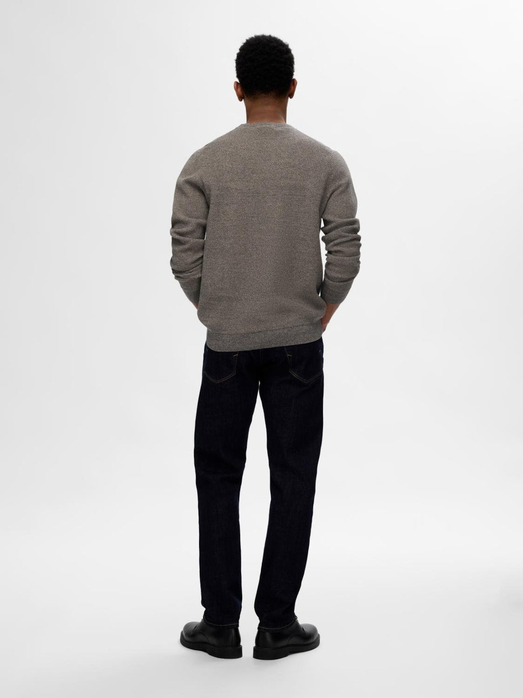 SLHROSS LS KNIT STRUCTURE CREW NECK