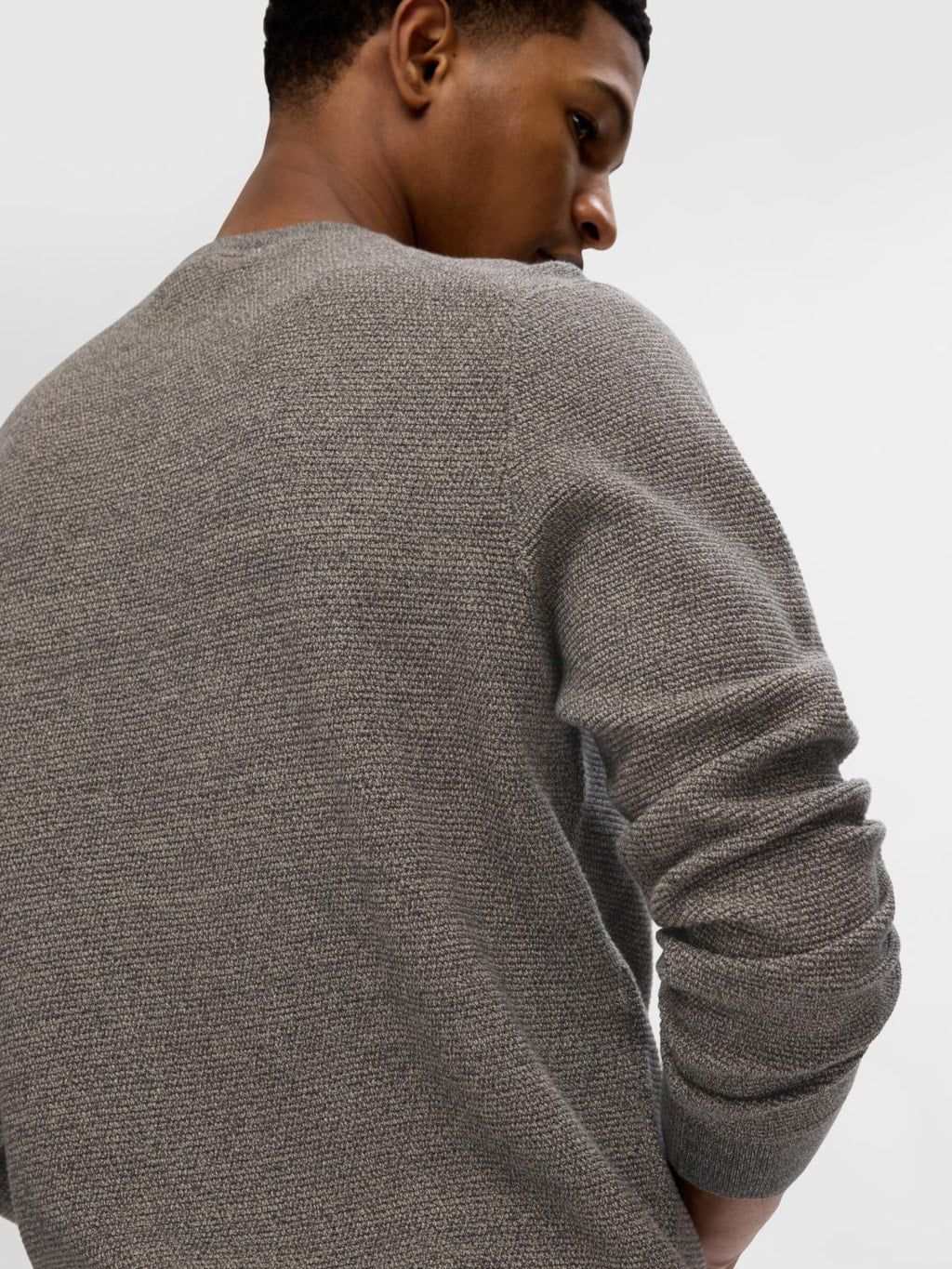 SLHROSS LS KNIT STRUCTURE CREW NECK