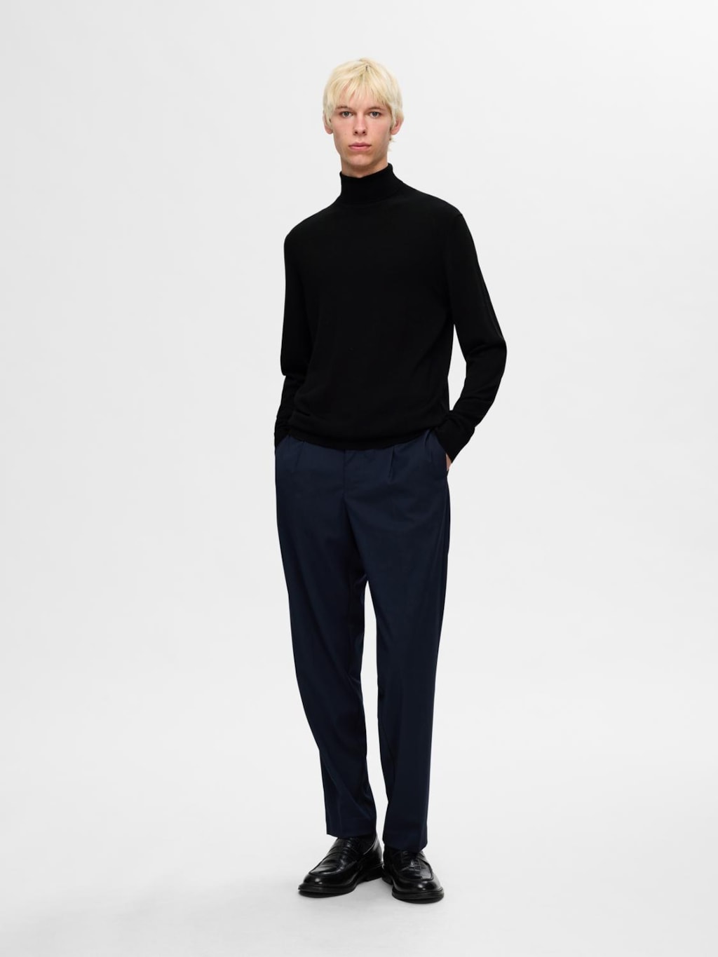 SLHTRAY LS KNITMERINO ROLL NECK