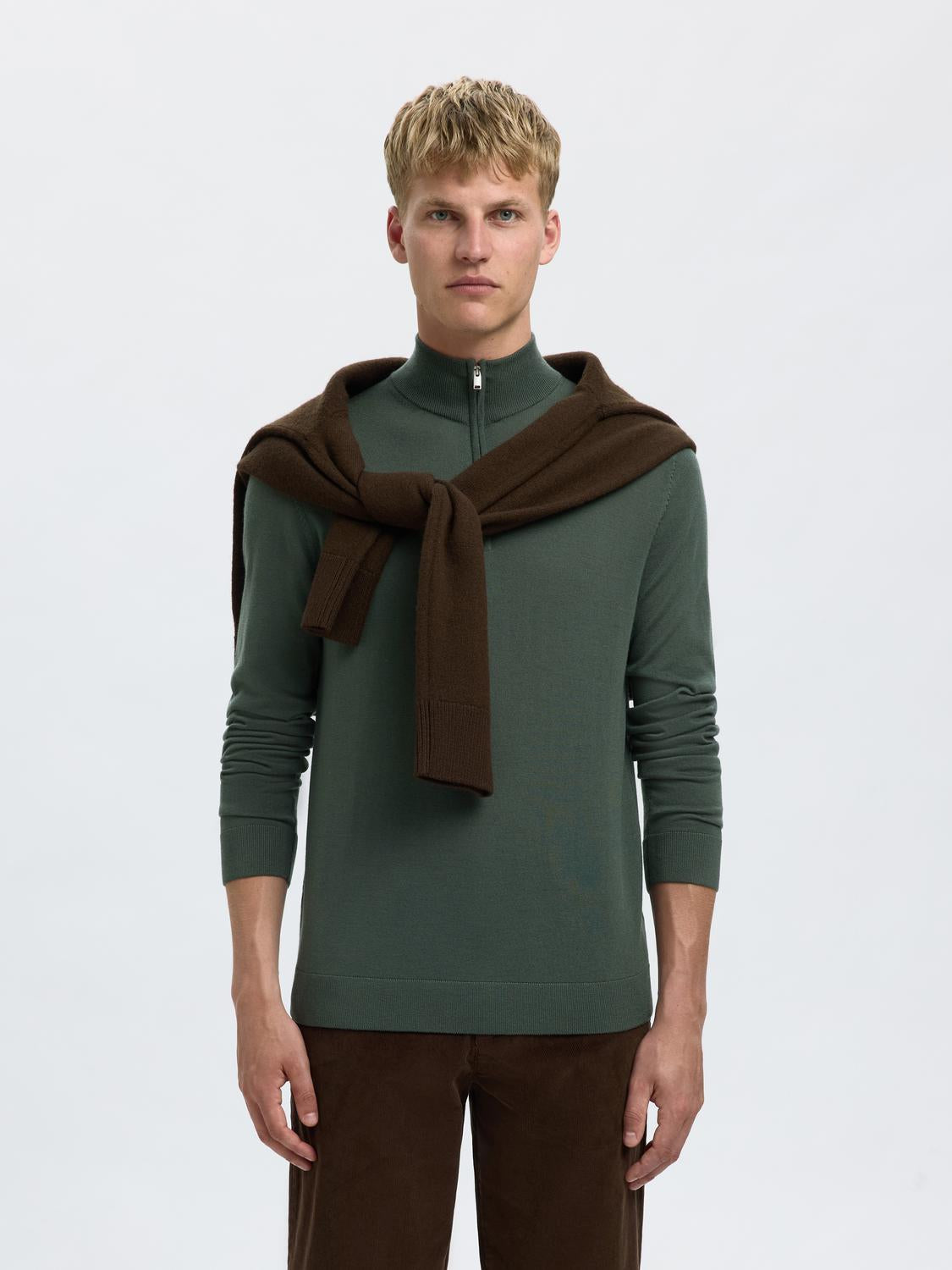 STRIK - Slhtray Ls Knit Merino Half Zip Noos -  - Hr Ravn
