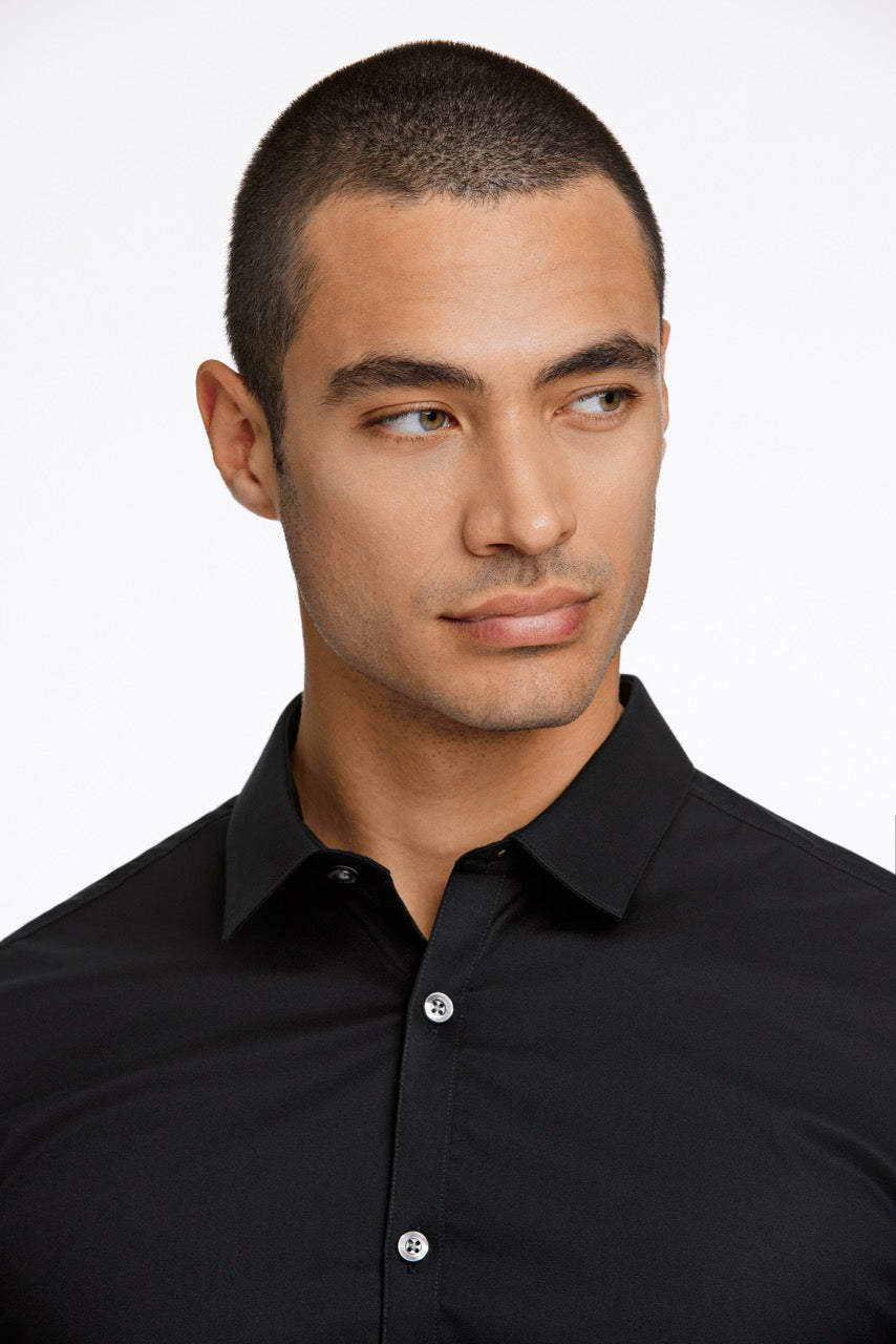 Plain twill stretch shirt L/S