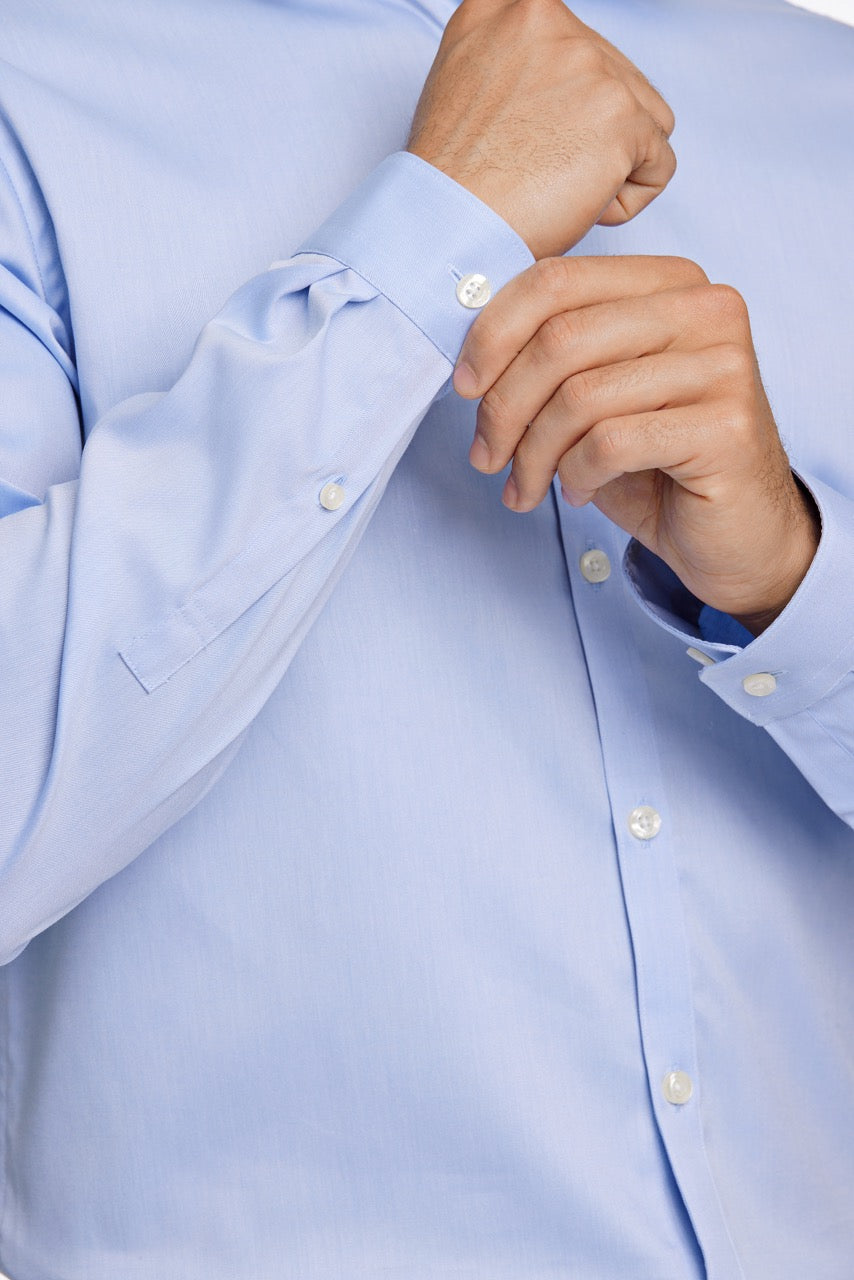 Plain twill stretch shirt L/S