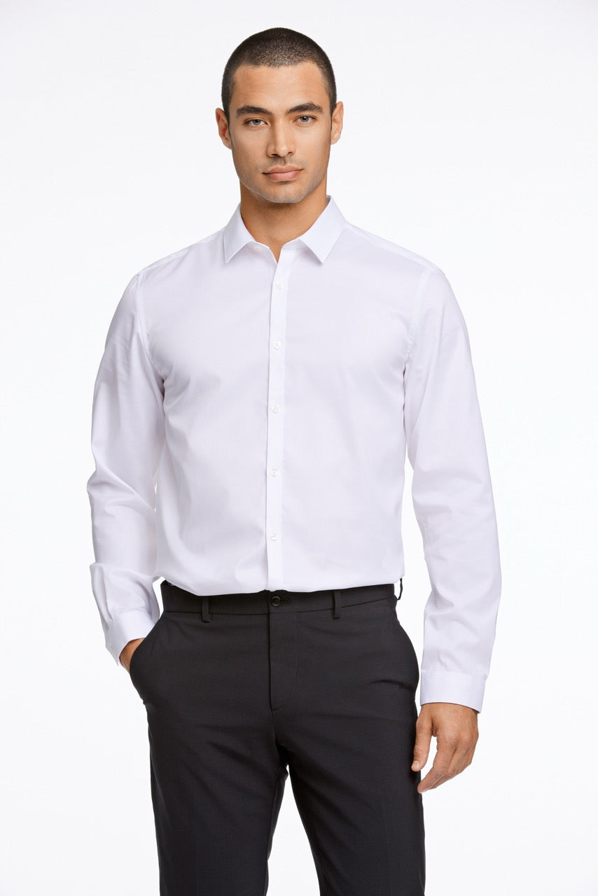 Plain twill stretch shirt L/S