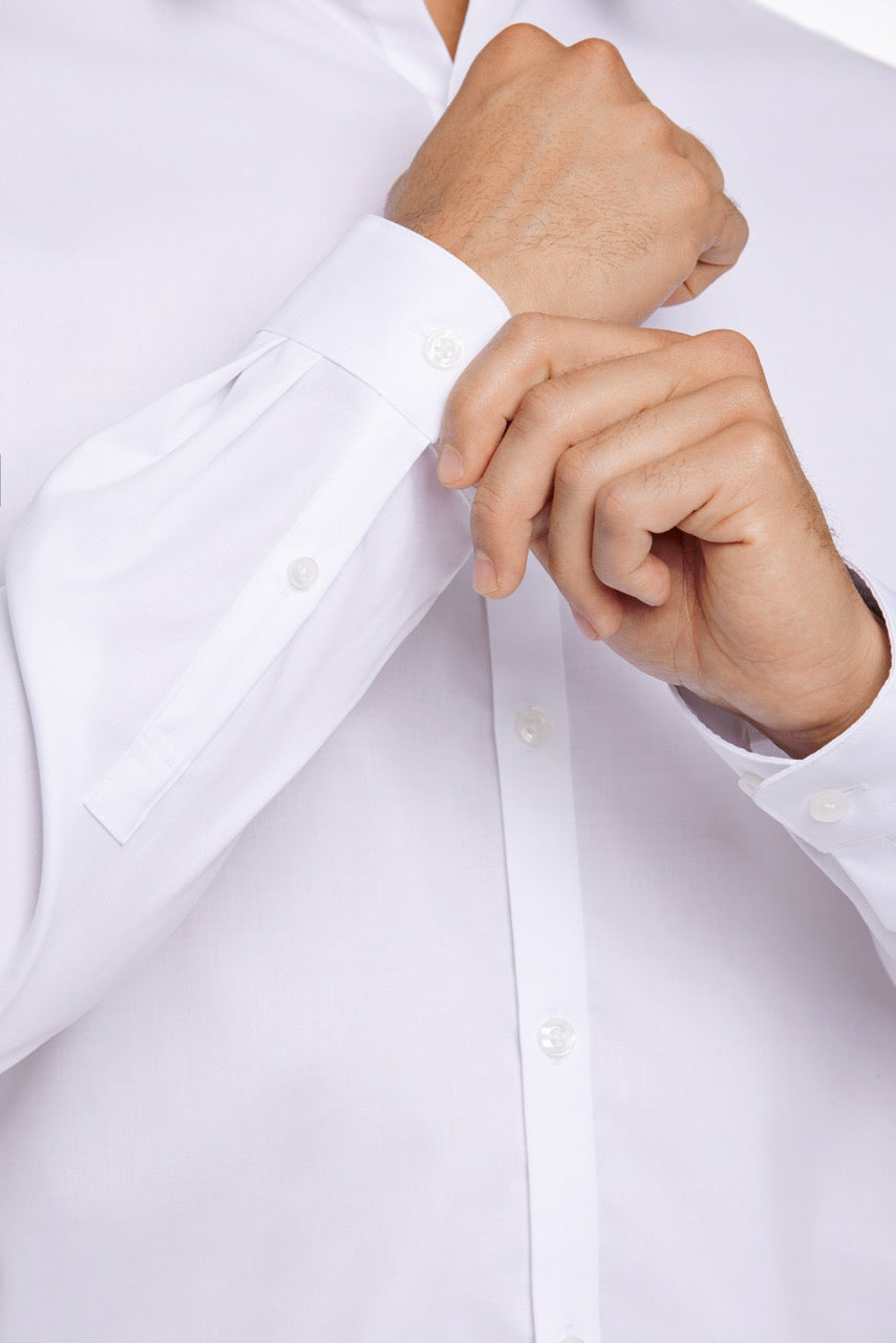Plain twill stretch shirt L/S