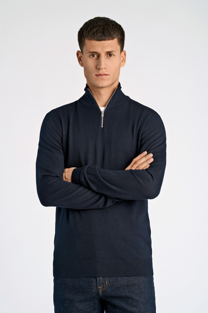 STRIK - Ecovero half zip L/S knit -  - Hr Ravn