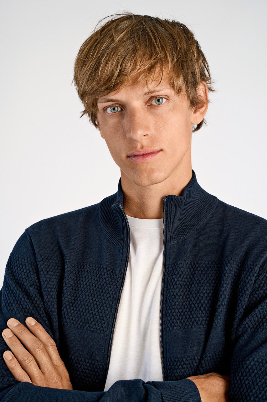 STRIK - Zip through purl cardigan -  - Hr Ravn