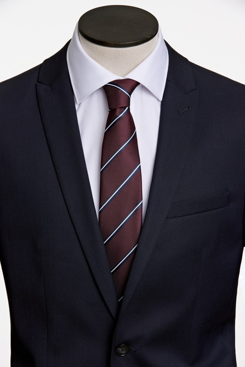 Polyester tie with stripe 7 cm