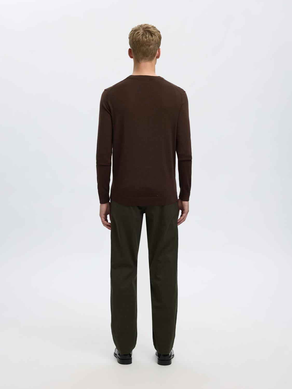 Slhtray Ls Knit Merino Crew Neck Noos