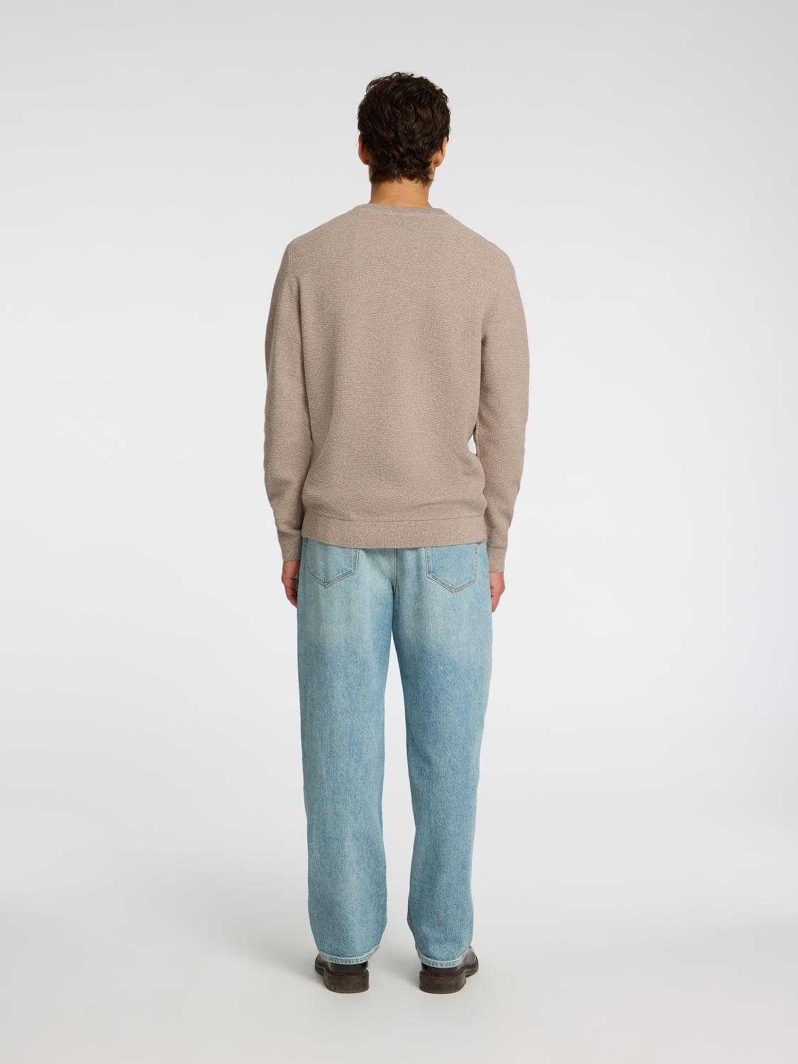 Pullovers - Slhross Ls Knit Structure Crew Neck Noos -  - Hr Ravn