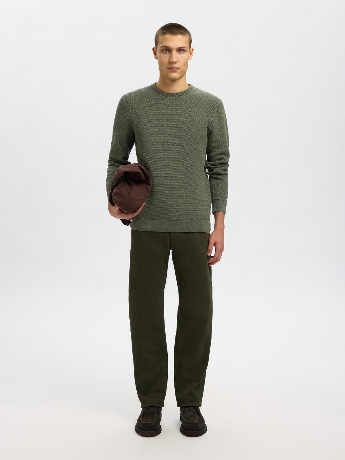 Pullovers - Slhross Ls Knit Structure Crew Neck Noos -  - Hr Ravn