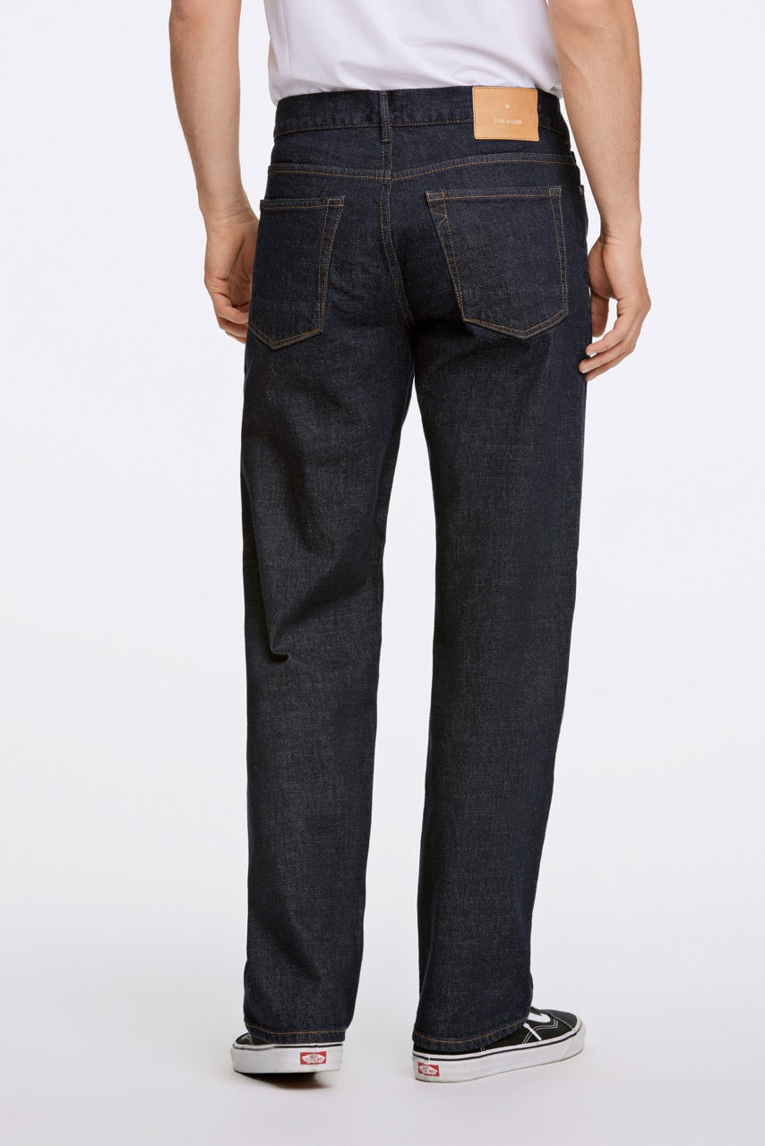 Washed indigo loose fit jeans