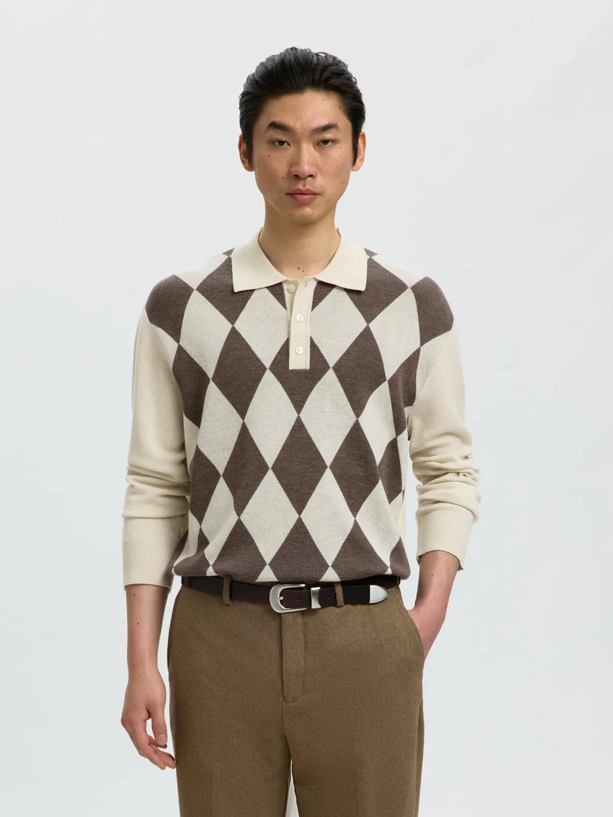 Slmtray LS Merino Argyle Polo