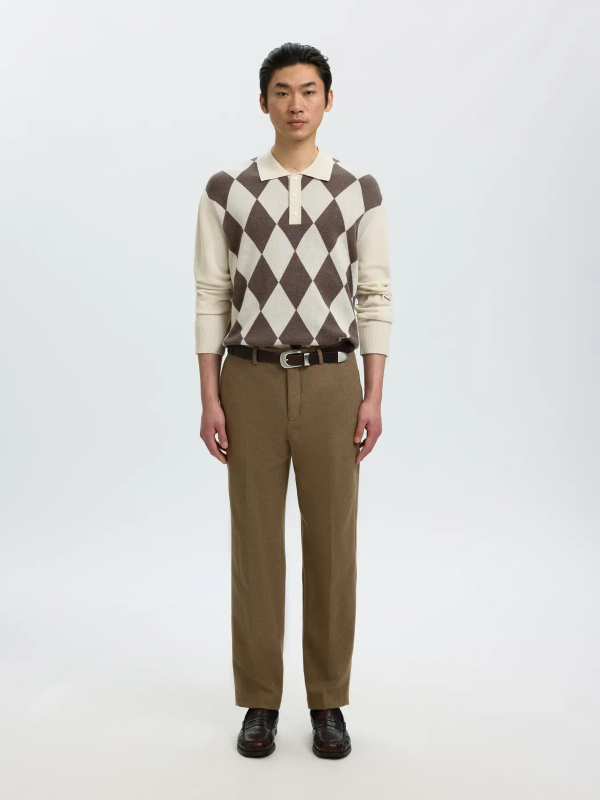 Slmtray LS Merino Argyle Polo