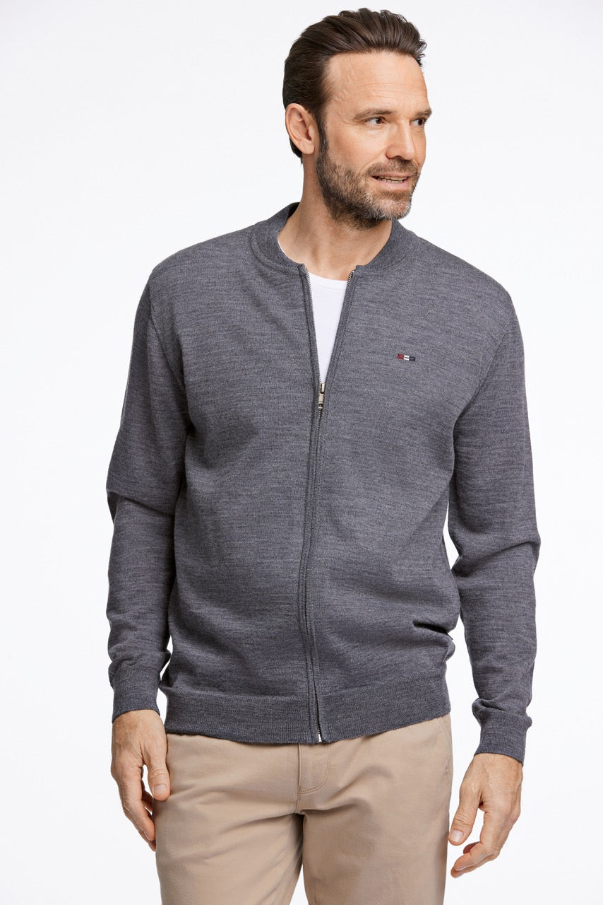 Wool knit zip cardigan