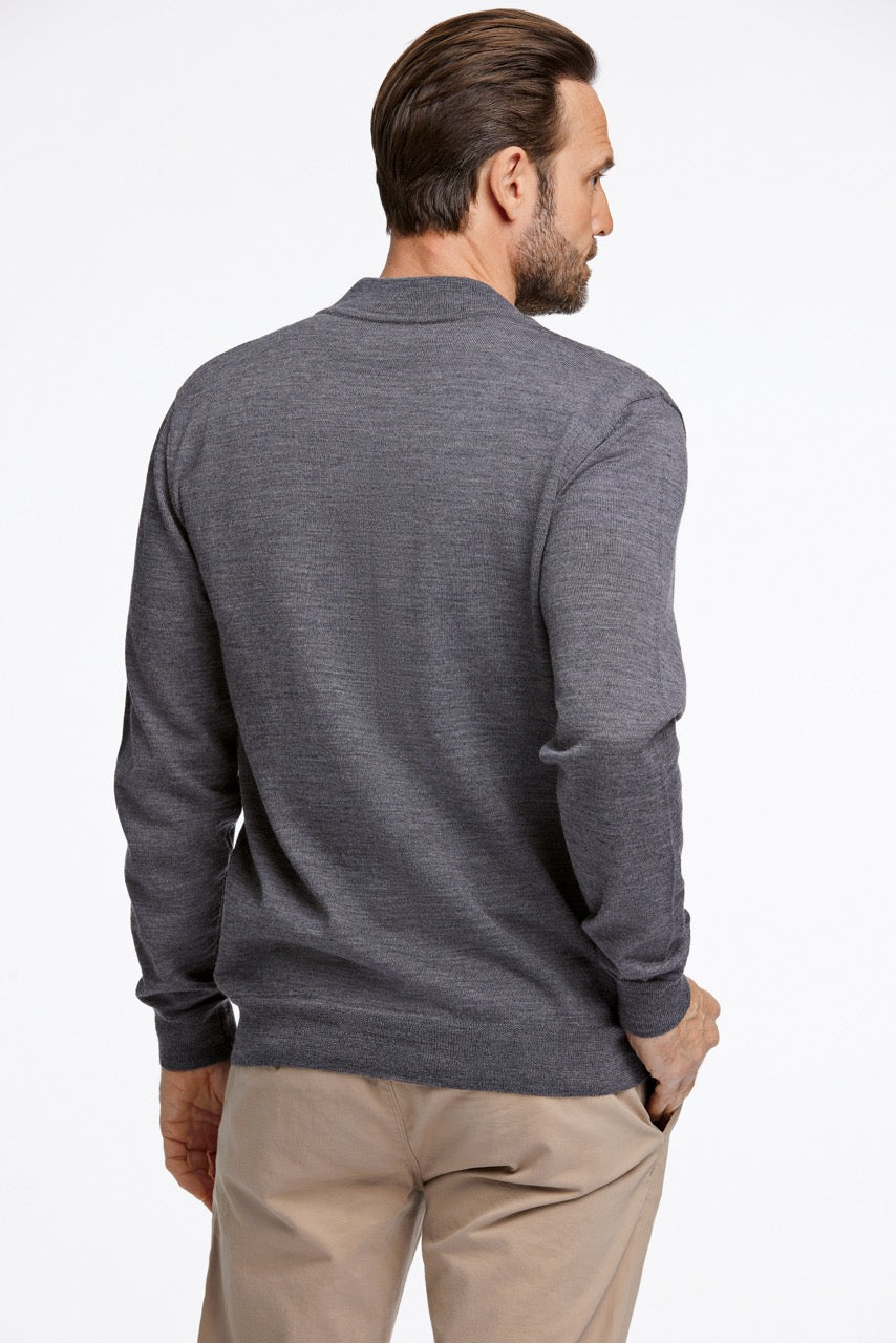 Wool knit zip cardigan