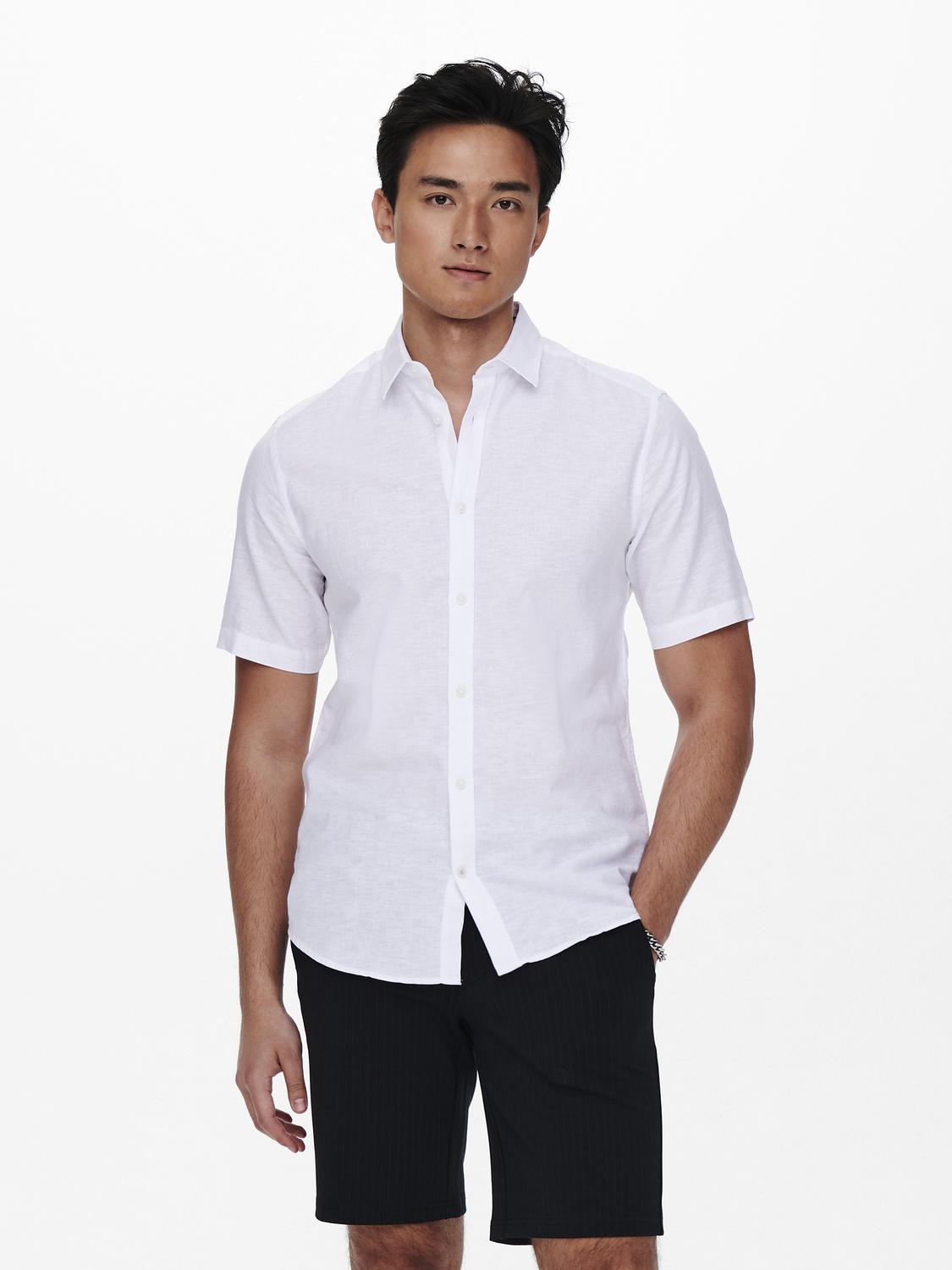 KORTE SKJORTER - Onscaiden Life Ss Solid Linen Blend Noos -  - Hr Ravn