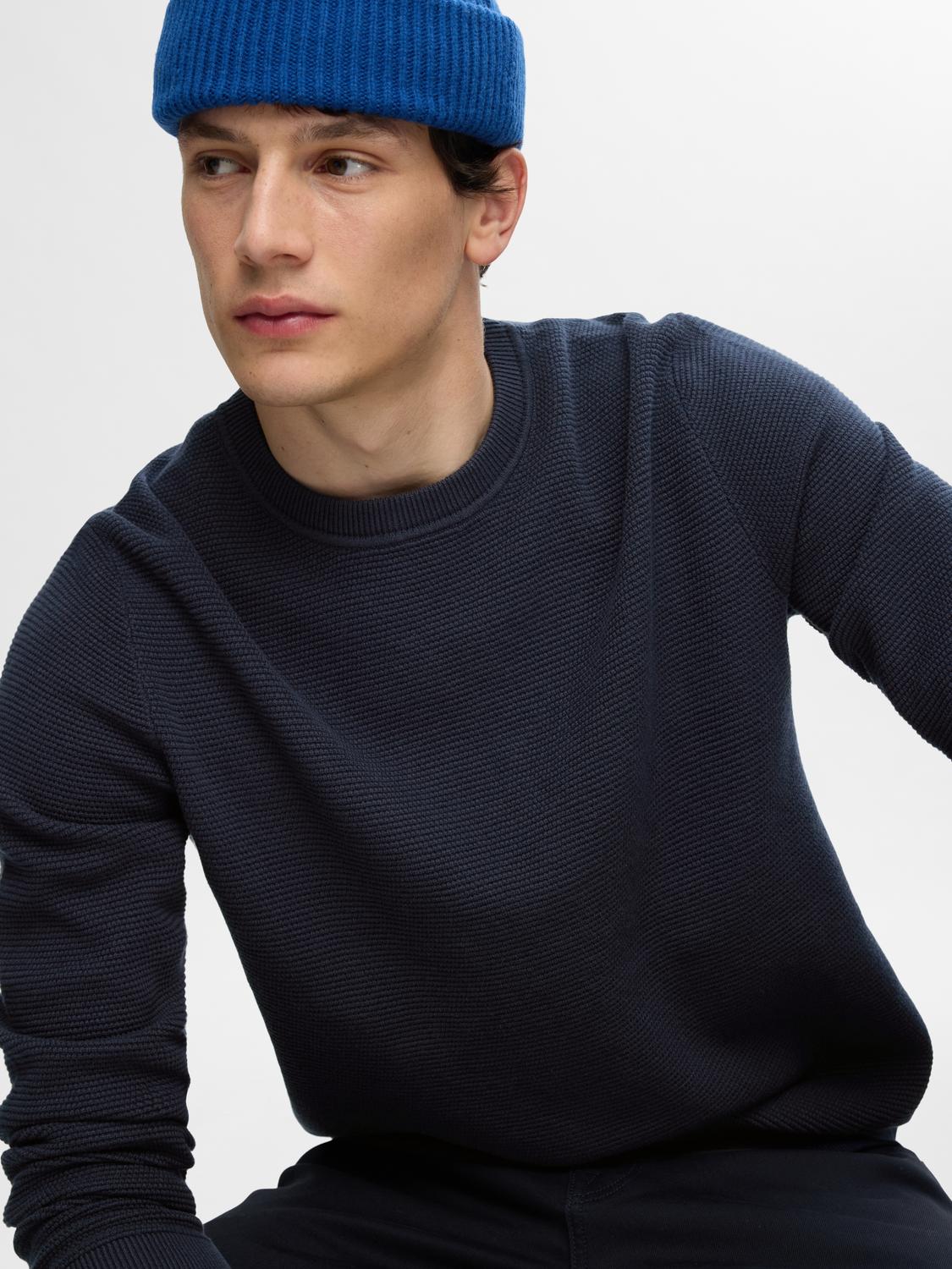 Pullovers - Slhross Ls Knit Structure Crew Neck Noos -  - Hr Ravn