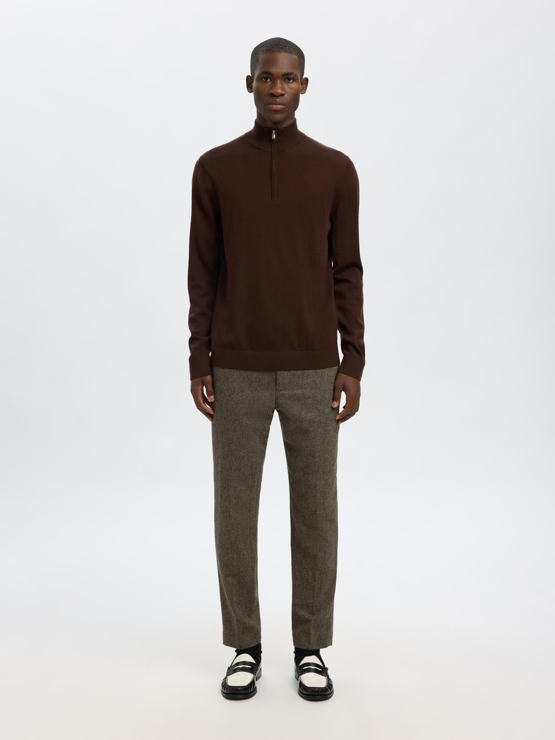 STRIK - Slhtray Ls Knit Merino Half Zip Noos -  - Hr Ravn