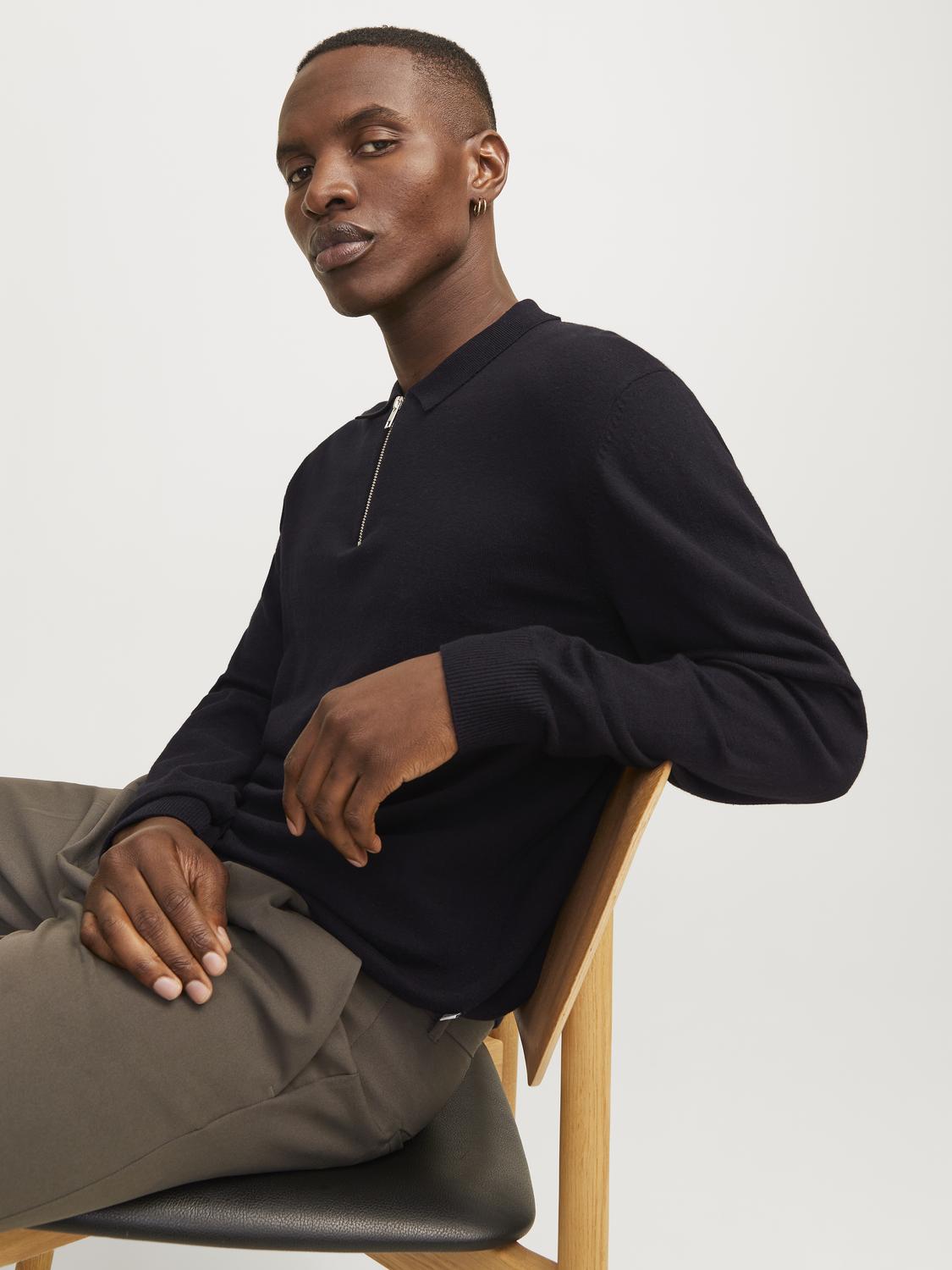 STRIK - Jjeemil Knit Polo Half Zip Ls Noos -  - Hr Ravn