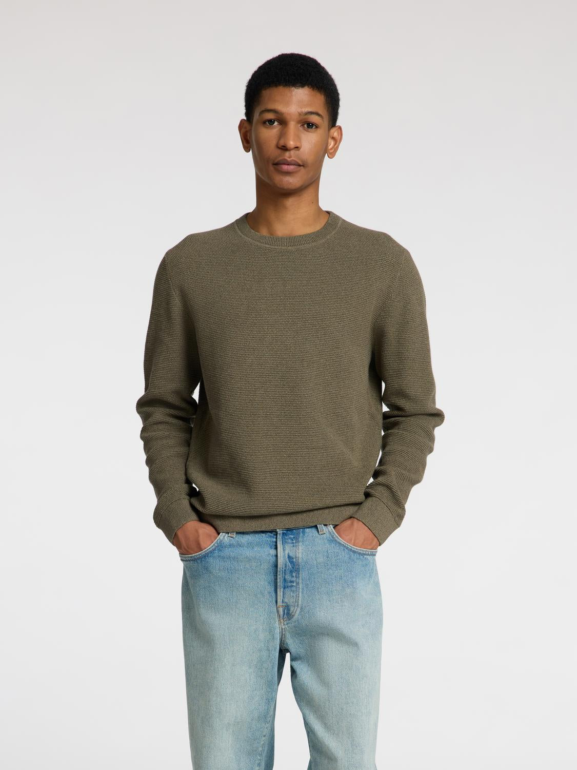 Pullovers - Slhross Ls Knit Structure Crew Neck Noos -  - Hr Ravn