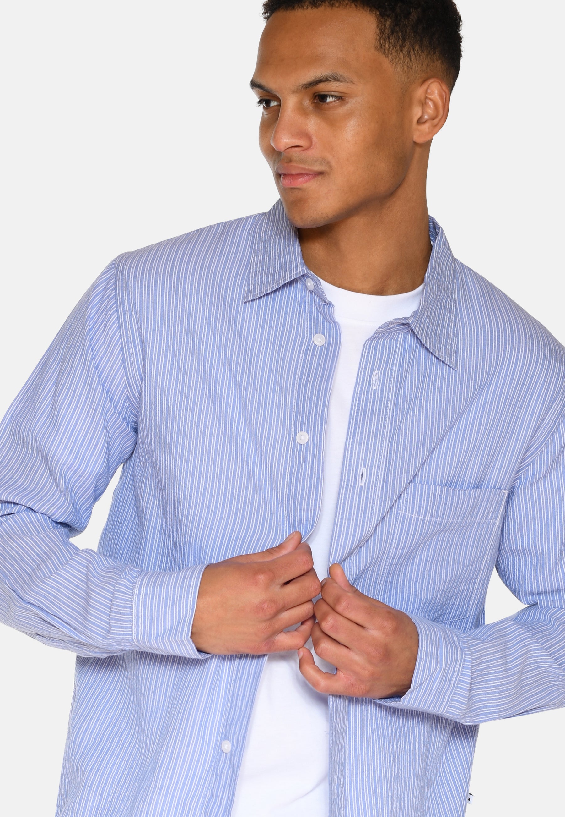 minimum male Colt langærmet reg skjorte 4145 Long Sleeved Shirt 3929 Blue Horizon