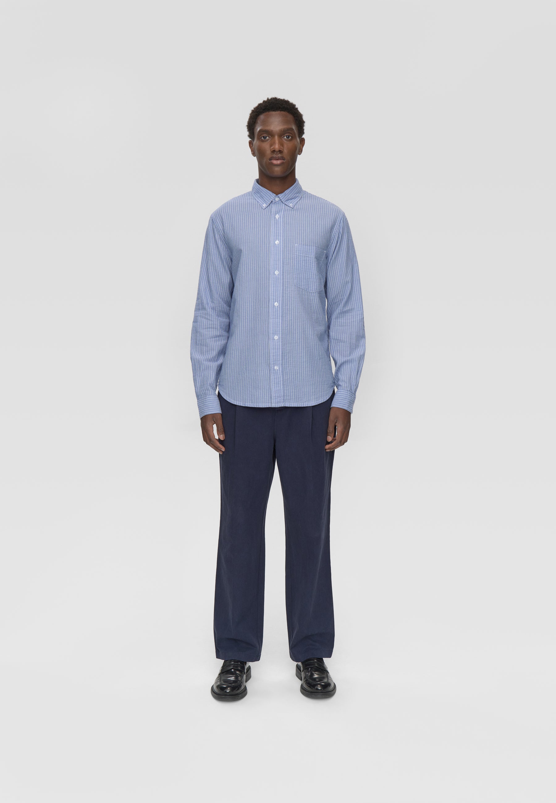 minimum male Colt langærmet reg skjorte 4145 Long Sleeved Shirt 3929 Blue Horizon