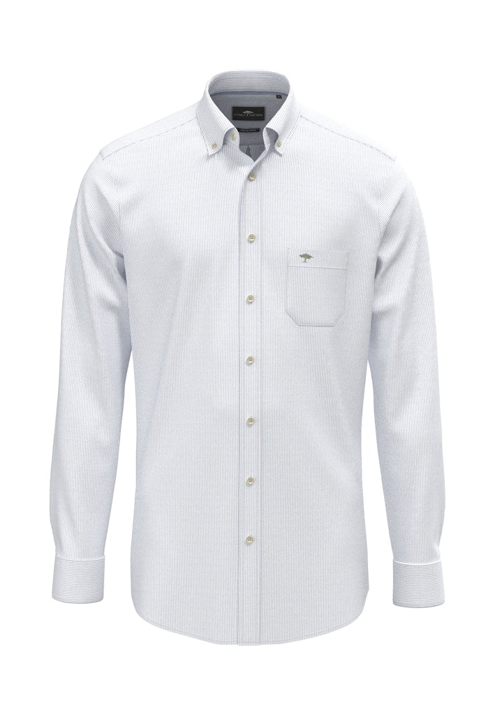 LANGÆRMEDE SKJORTER - Fynch Hatton Washed Oxford Fine Stripe Shirt -  - Hr Ravn