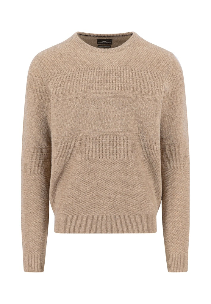 STRIK - Fynch Hatton Structure O-Neck Lambswool -  - Hr Ravn